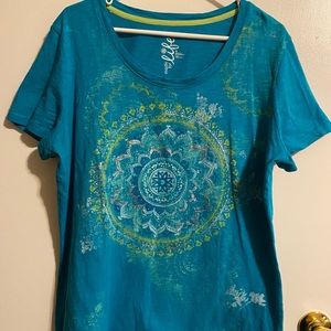 Teal Mandala T-Shirt, XL